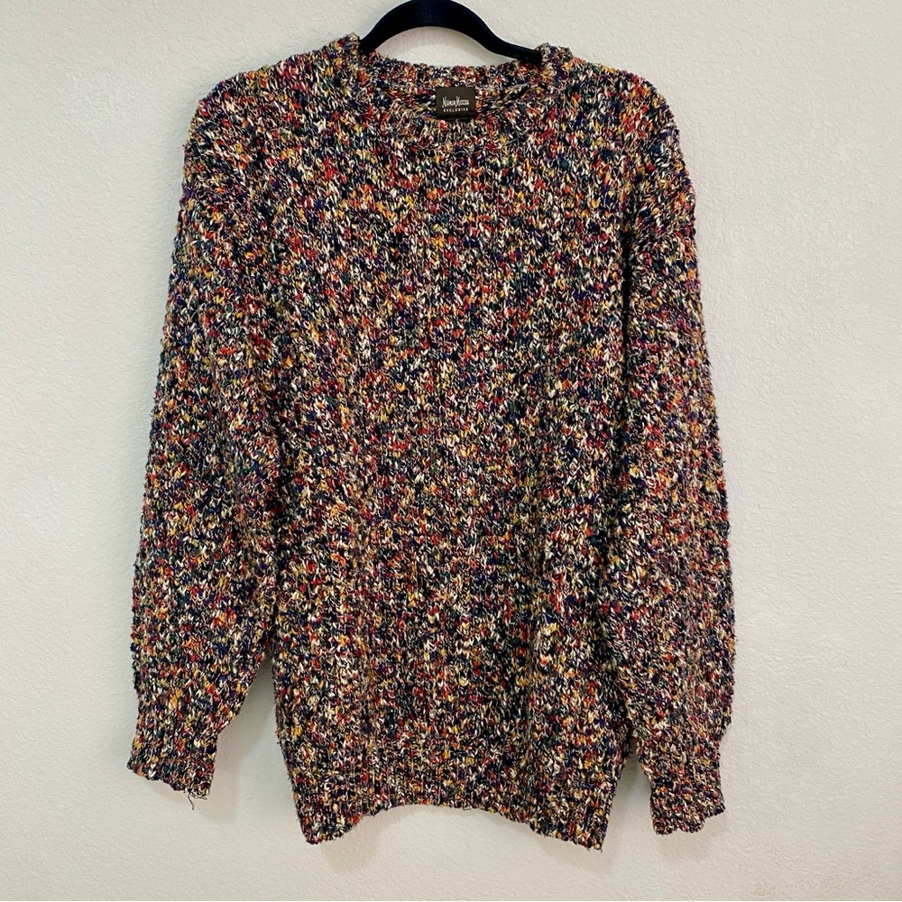 VTG Neiman Marcus Exclusive Multi-Color Confetti Chunky Knit Cotton Sweater‎ - M
